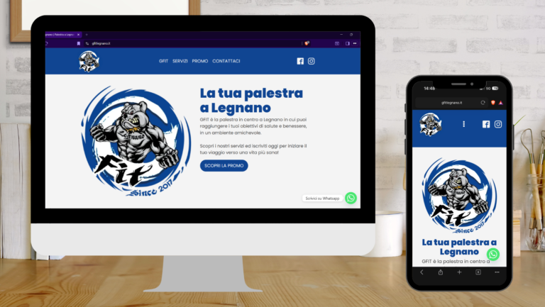 Mockup del sito GFIT su computer e mobile